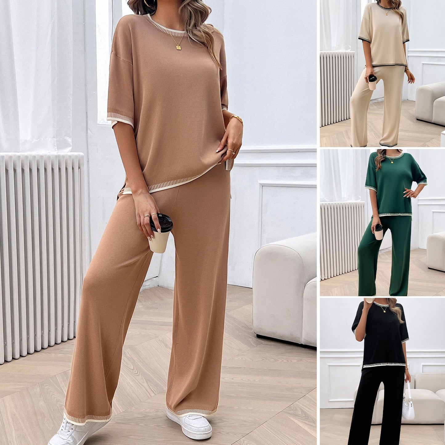 Women's Spring/Summer Leisure Style Sweater and Pant Set