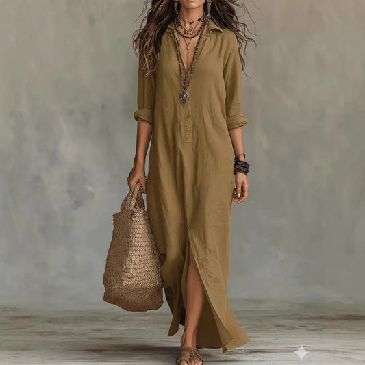 Vestido Largo Casual con Solapa