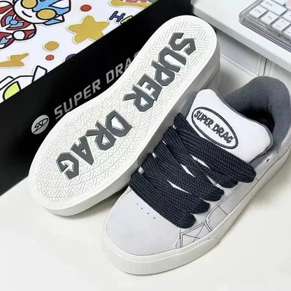 Fashion Lace-up Chunky Sneakers Spring Skateboard Shoes for Women Casual Tenis Woman Street Platform Vulcanized Shoes