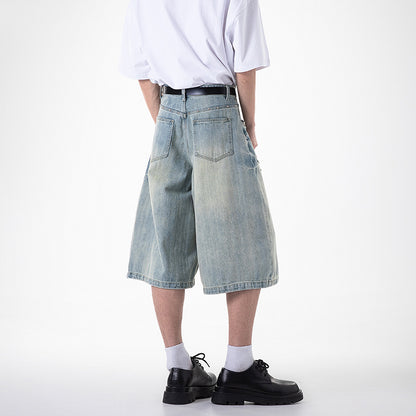 Wide leg cropped jeans with willow nails loose casual straight leg mid length pants