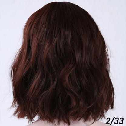 Fashion chemical fiber wig pink short curly corn perm bob hair set European and American short hair wig ladies headgear