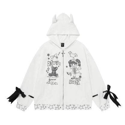 Cartoon girl Devil Horn cardigan jacket woman