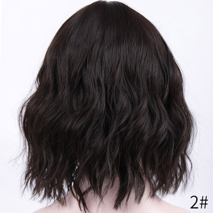 Fashion chemical fiber wig pink short curly corn perm bob hair set European and American short hair wig ladies headgear