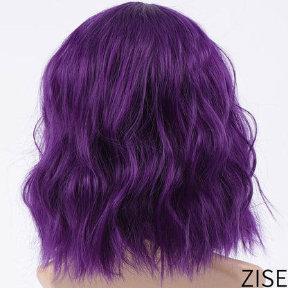 Fashion chemical fiber wig pink short curly corn perm bob hair set European and American short hair wig ladies headgear