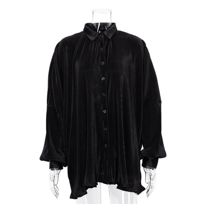 Green Pants Set Women Autumn Long Sleeve Blouses Matching Wide Trousers Suit Loose Shirts Two Piece Pant Set