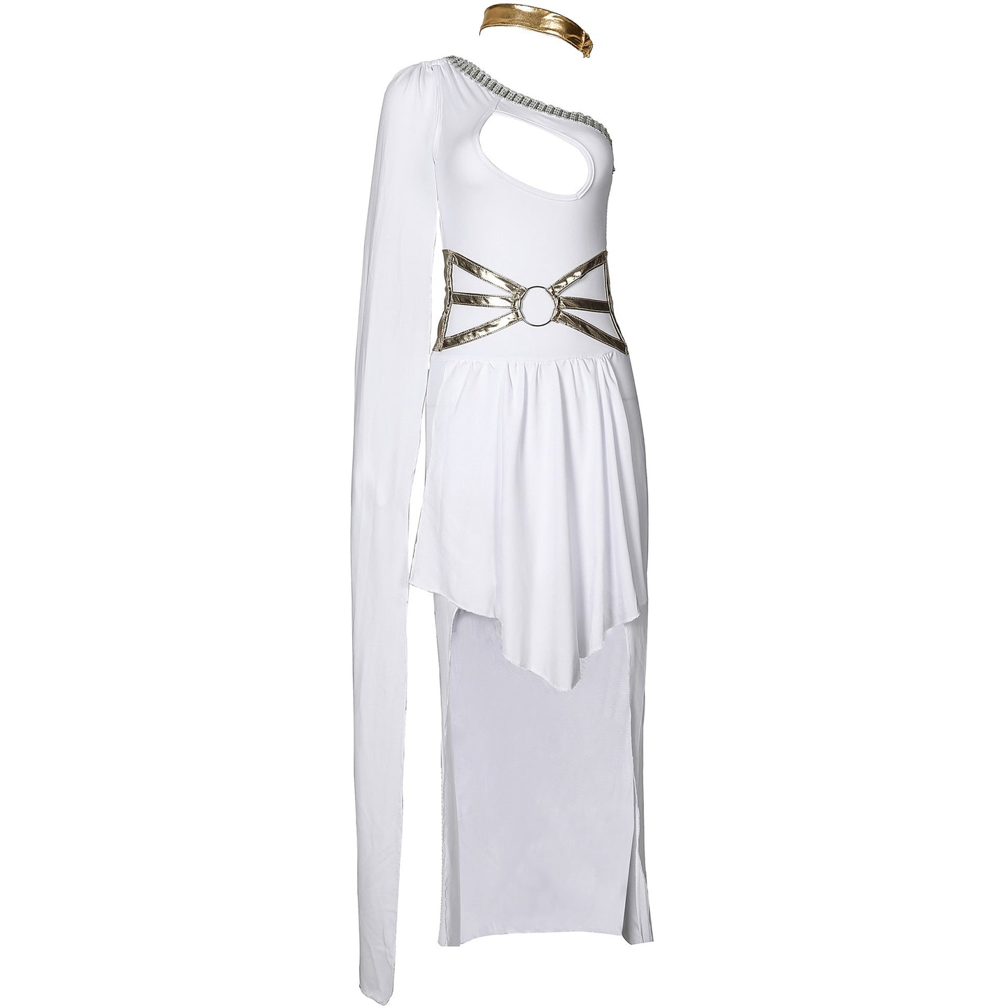 Single Shoulder Greek Goddess Halloween Costume Egyptian Queen Theme Party Dress Stage Performance Gown S-XL