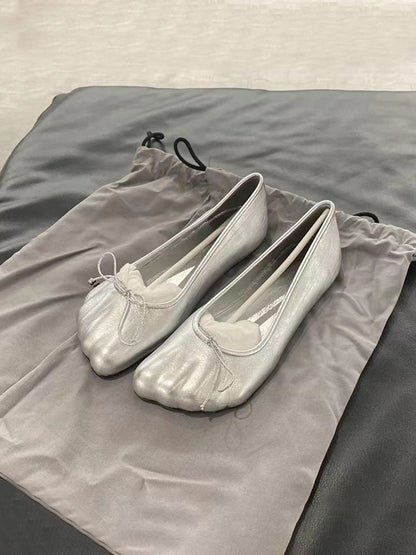 Five Fingers Round Toe Woman Loafers Black Silver Slip On Chic Eegant Flat Shoes Female Free Shipping Boat Shoes