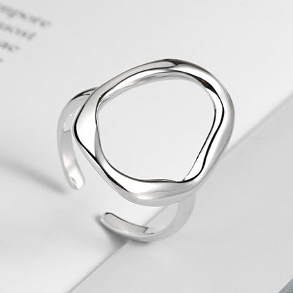 Minimalist Irregular Hollow Ellipse Gold Silver Color Geometric Ring For Women Open Rings S-R711