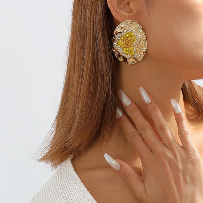 Exaggerated Temperament Irregular Round Earrings for Woman