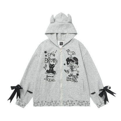 Cartoon girl Devil Horn cardigan jacket woman