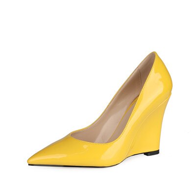 Spring Candy Colors Ladies Wedges Shoes Woman Elegant Office Casual High Heels Shoes  10 CM Pumps Big Size 34-45