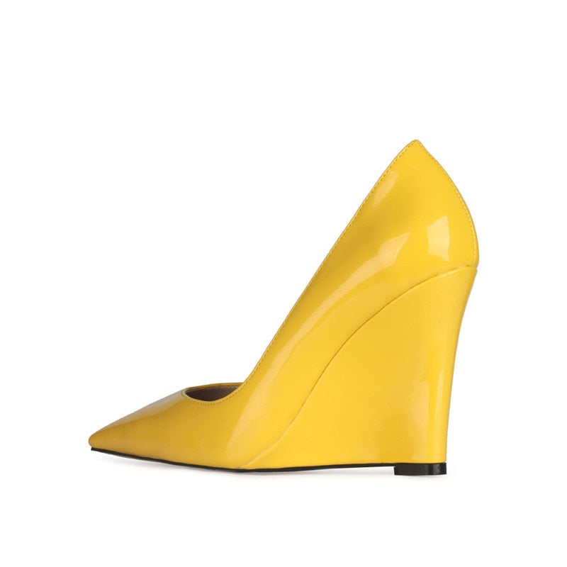 Spring Candy Colors Ladies Wedges Shoes Woman Elegant Office Casual High Heels Shoes  10 CM Pumps Big Size 34-45