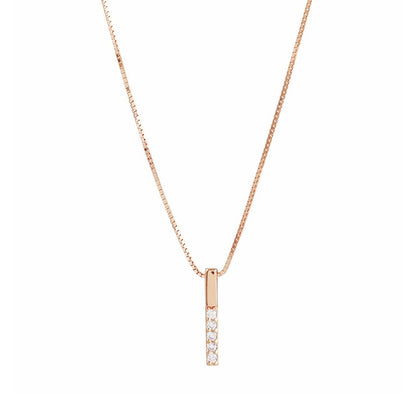 ANENJERY Simple Strip Geometric Cubic Zircon Necklace Silver Color Clavicle Chain Charm Necklace For Women S-N545