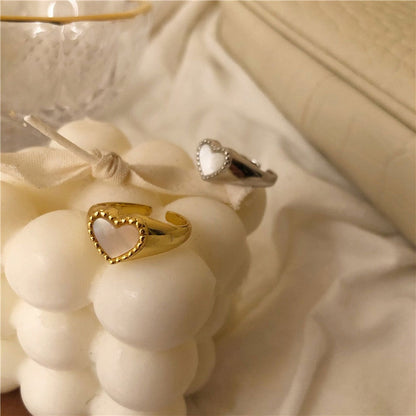 925 Sterling Silver Love Heart Shell Finger Ring For Women Fashion Party Wedding Jewelry Ring Gift S-R952