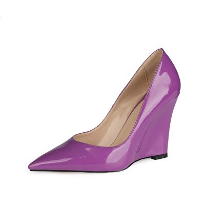 Spring Candy Colors Ladies Wedges Shoes Woman Elegant Office Casual High Heels Shoes  10 CM Pumps Big Size 34-45