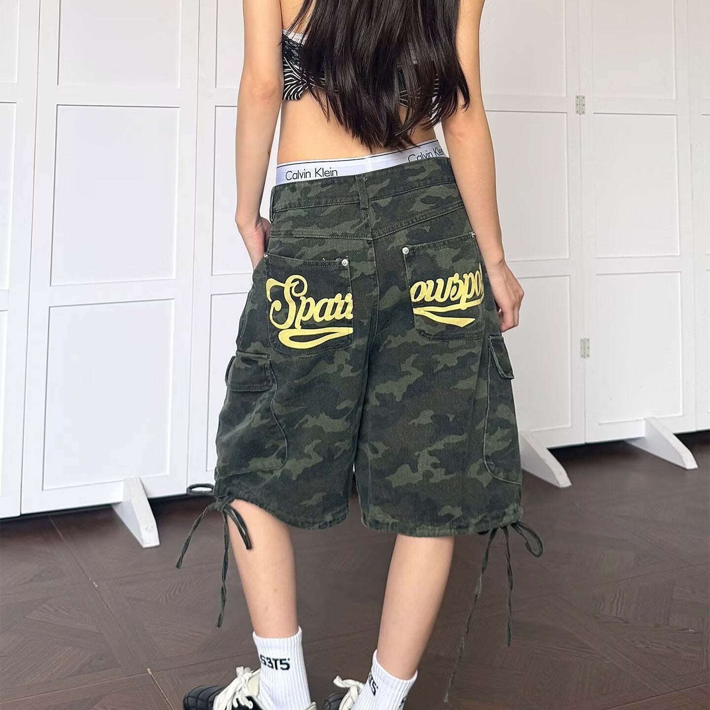 Camouflage Pant Stylish Large Pocket Drawstring Shorts