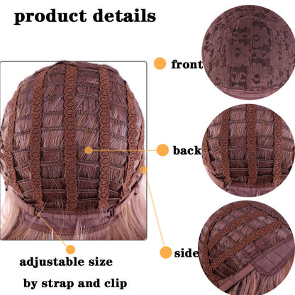 Fashion chemical fiber wig pink short curly corn perm bob hair set European and American short hair wig ladies headgear