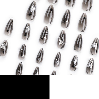 Bow wear manicure long almond nails fake nails