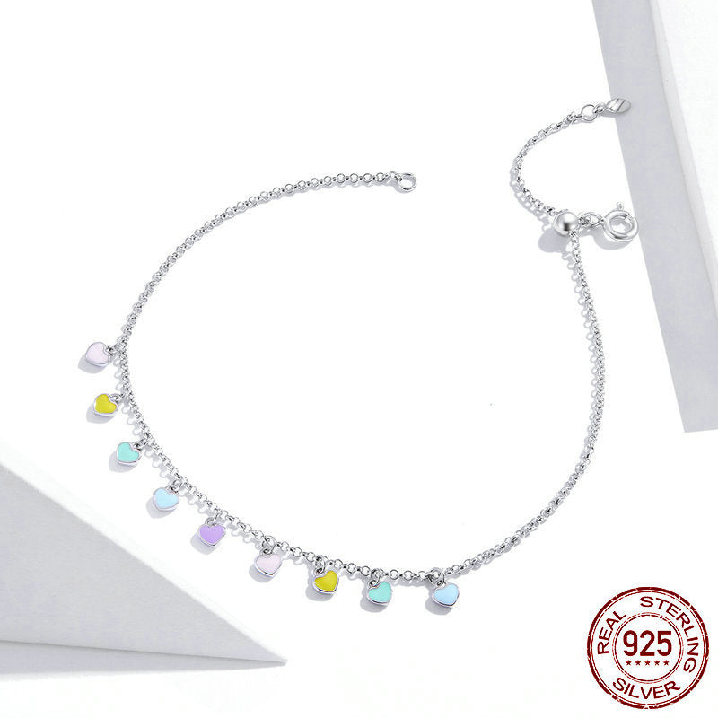 Rainbow Love Foot Chain Solid Silver S925 Foot Ornament
