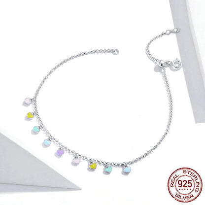 Rainbow Love Foot Chain Solid Silver S925 Foot Ornament