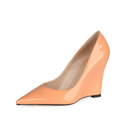Spring Candy Colors Ladies Wedges Shoes Woman Elegant Office Casual High Heels Shoes  10 CM Pumps Big Size 34-45